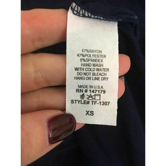 Veronica M Womens Solid Navy Blue Scoop Neck Rayon Spandex Tank Top Size Xs - Picture 6 of 6